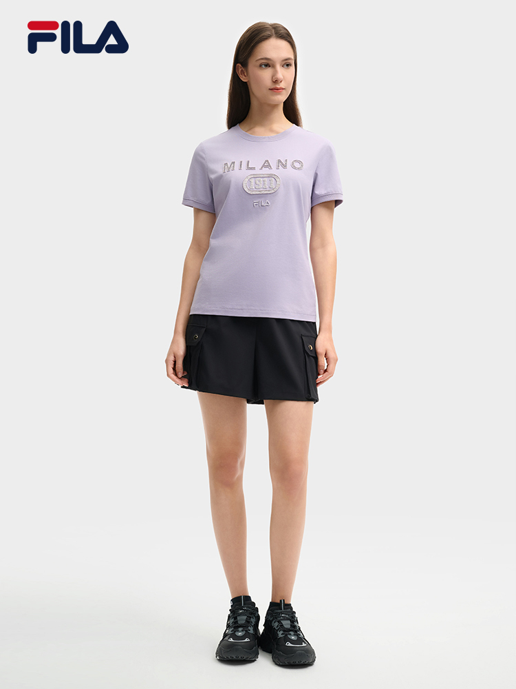 FILA CORE LIFESTYLE MILANO LUXURY CAFFE / FLAT WHITE Women Woven Shorts (Black)