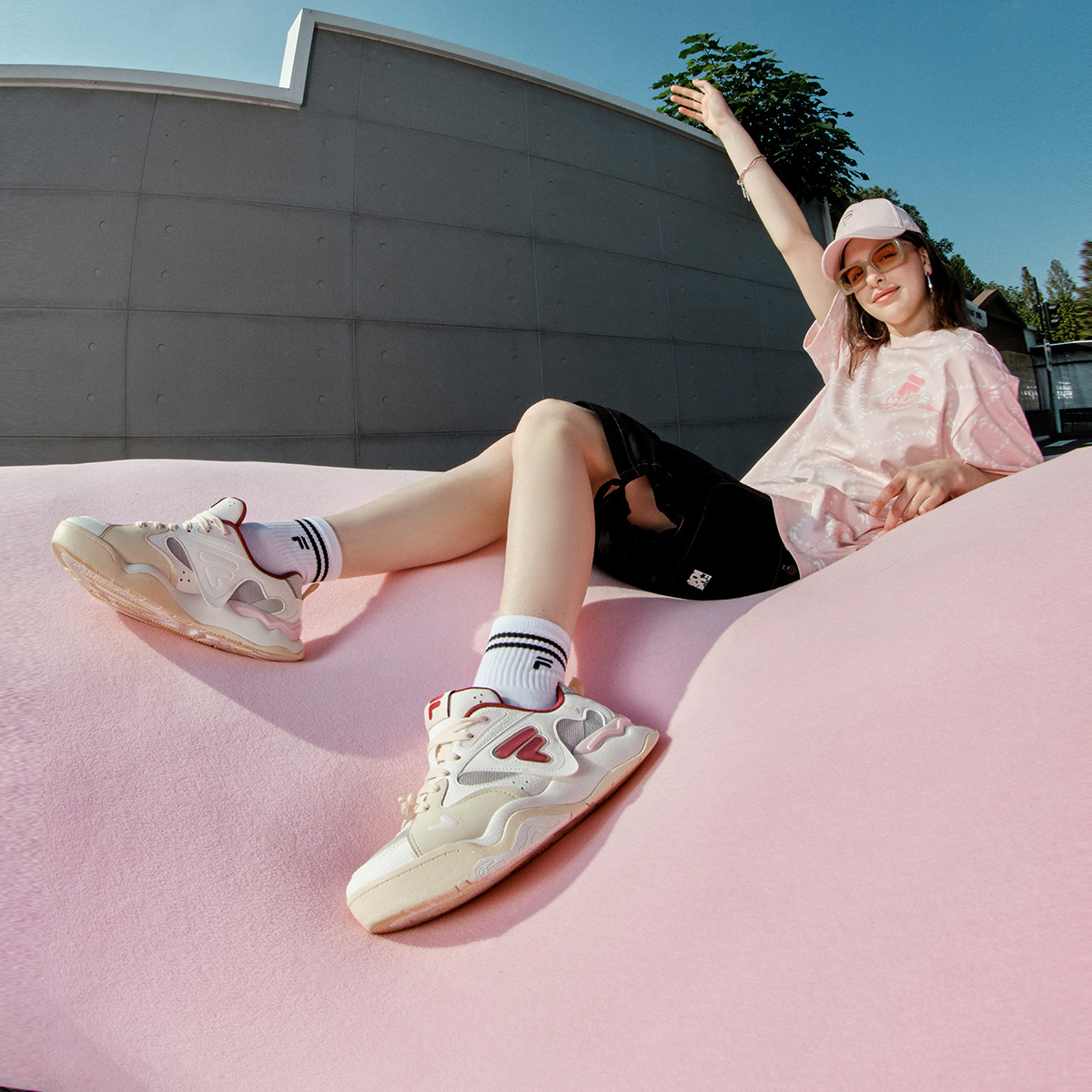 [V-Day Edition] FILA FUSION KICK II Women & Men Skate Shoes (Valentine's Couple Sneakers - Black and White )
