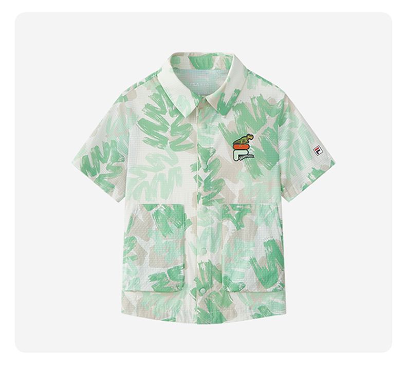 (105 - 130cm) FILA KIDS x GIGANTOSAURUS ORIGINALE Boy's Short Sleeve Shirt in Full Print