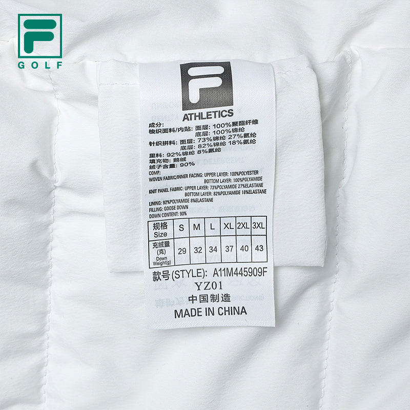 FILA CORE ATHLETICS GOLF DP WORLD TOUR MONOGRAM STRIPE Men Down Jacket Vest (White)