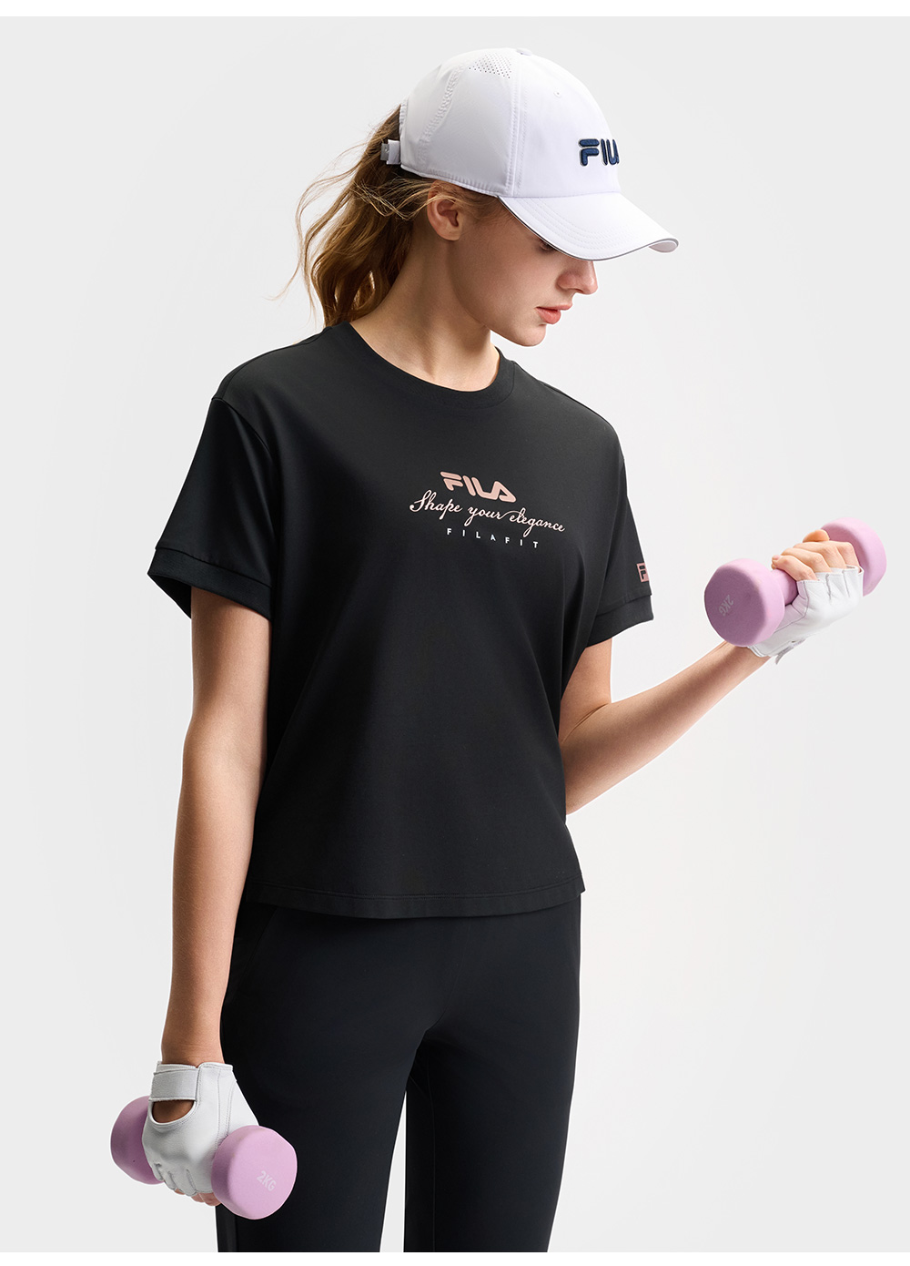 FILA CORE ATHLETICS FILA-FIT ARTE ELEGANTE Women Short Sleeves T-Shirt (Black / White)