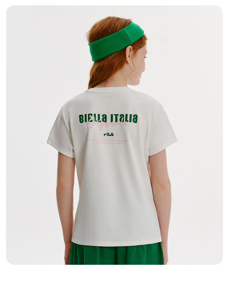 (130 - 165cm) FILA KIDS ORIGINALE TENNIS Girl's Short Sleeve T-Shirt in White