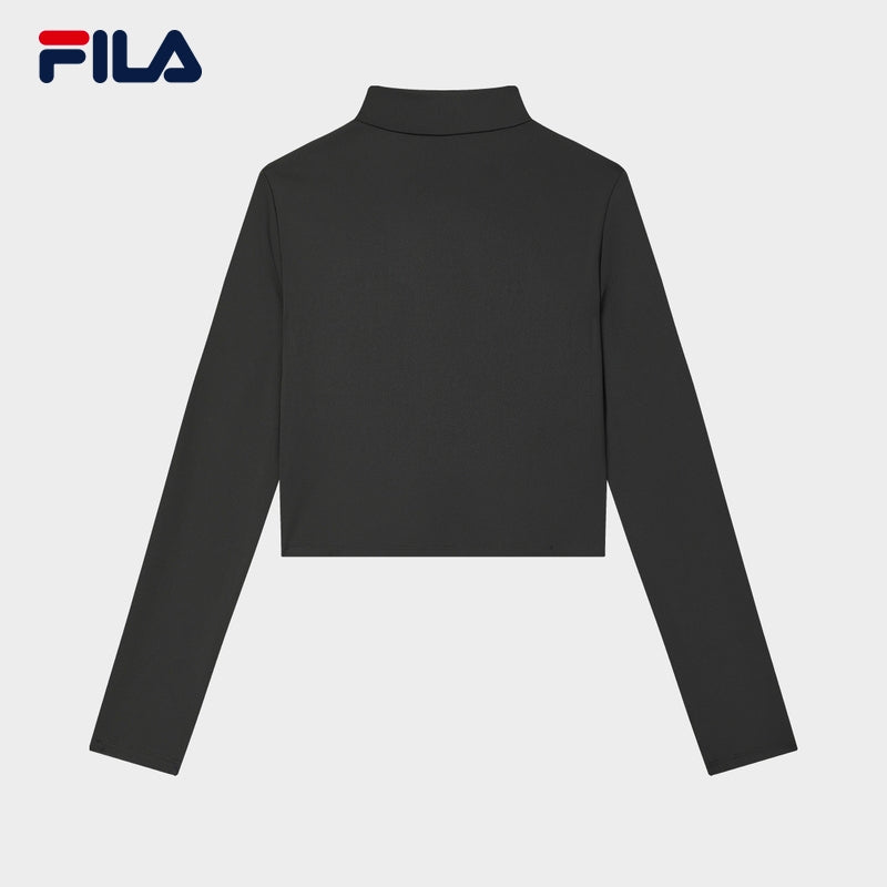 FILA CORE LIFESTYLE MILANO Women Long Sleeve Crop Top (Black)