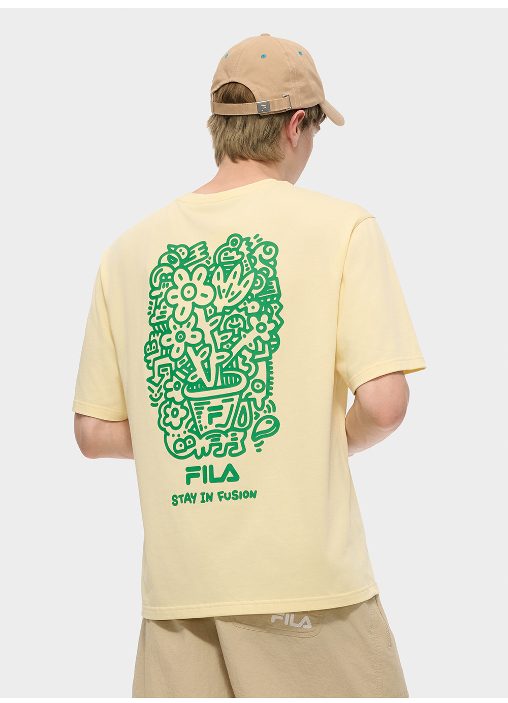 FILA FUSION  FUSION X MR DOODLE Unisex Short Sleeve T-shirt (Pink / Purple / White / Yellow)