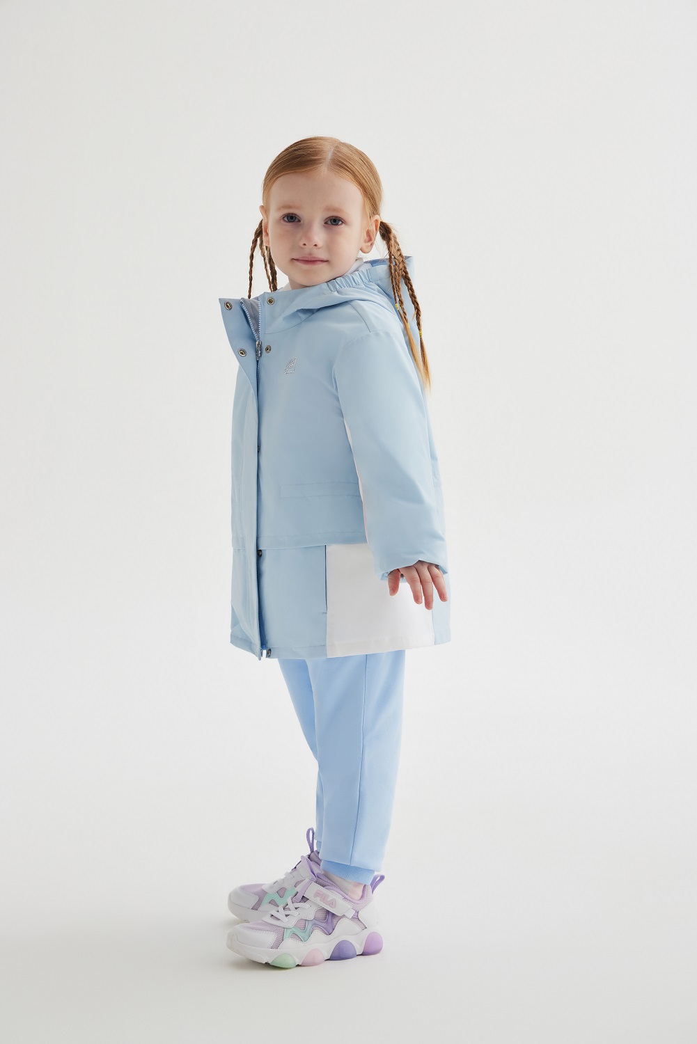FILA KIDS WHITE LINE Girl's Woven 2-piece Set in Light Blue