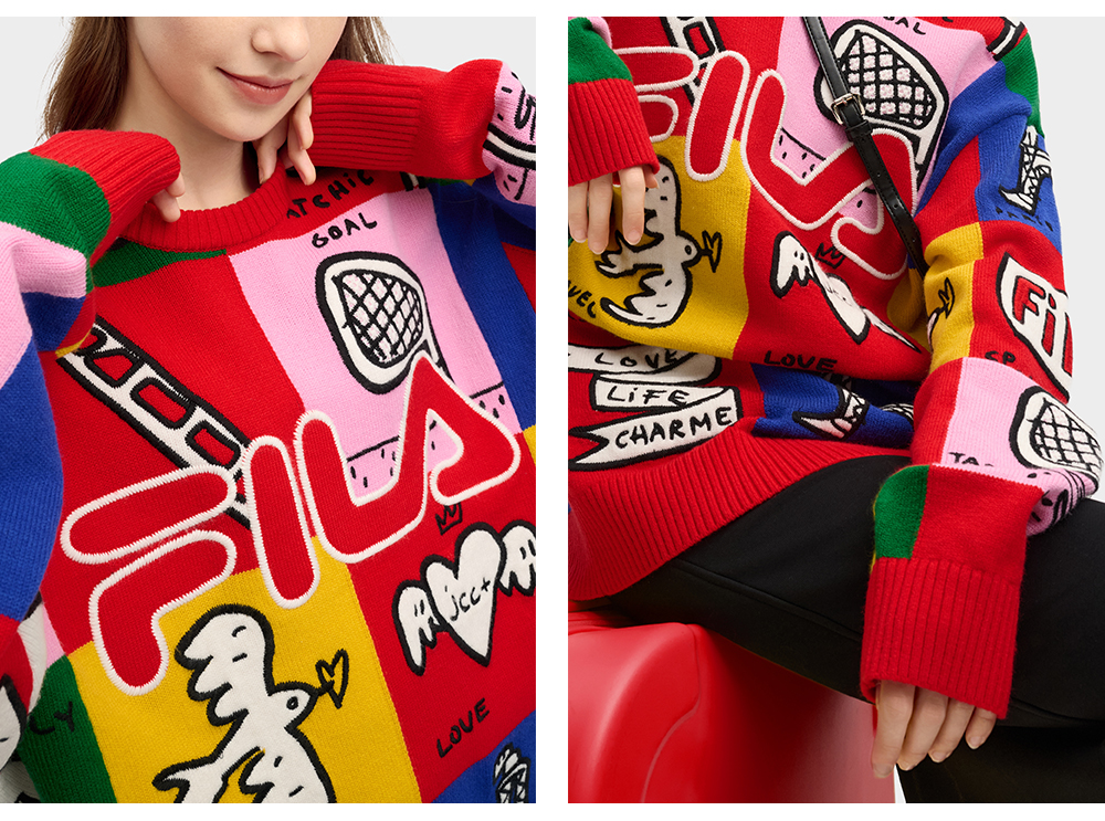 FILA CORE LIFESTYLE ORIGINALE FILA SOPHEY Women Knit Sweater (Red)