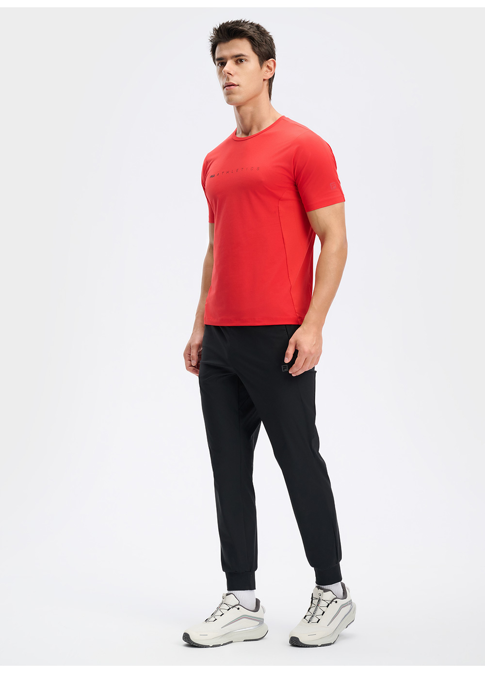 FILA CORE ATHLETICS BLACK Men Short Sleeve T-shirt (Red / White)