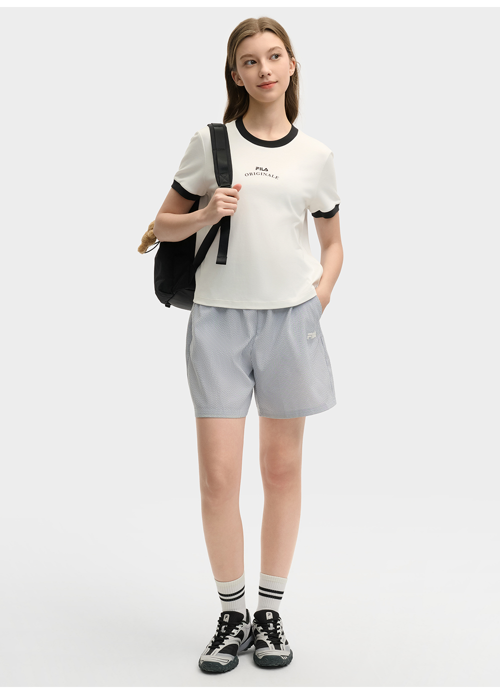 FILA CORE LIFESTYLE ORIGINALE DREAMS ON THE COURT Women Short Sleeves T-Shirt (Black / Pink / White)