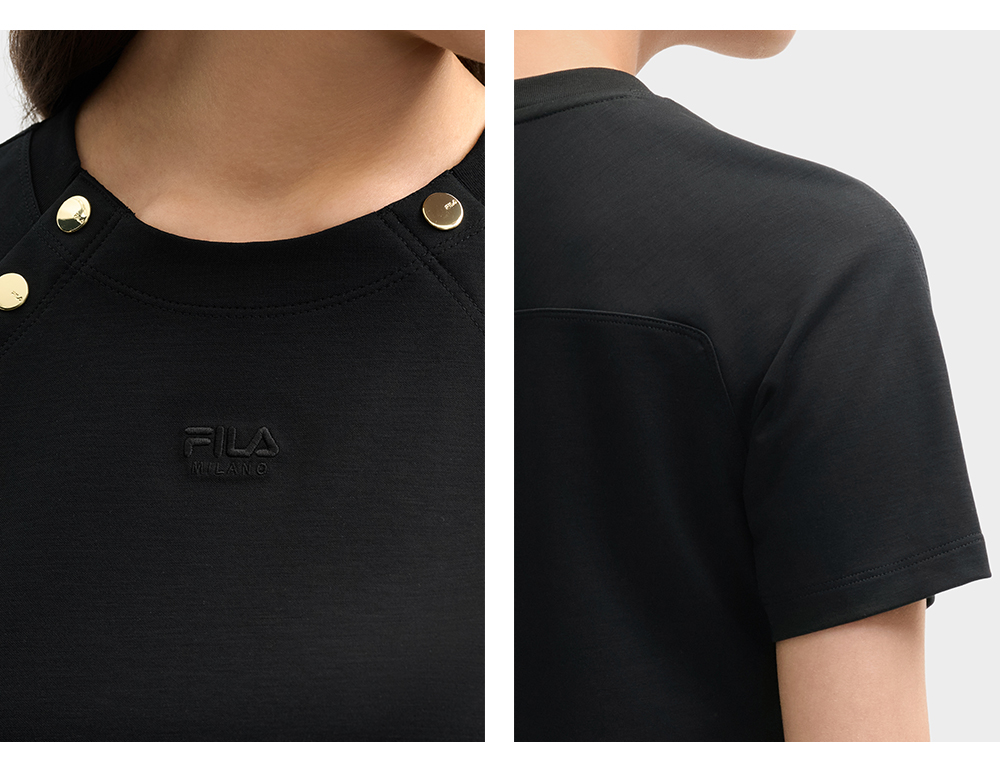 FILA CORE LIFESTYLE MILANO LUXURY CAFFE / FLAT WHITE Women Short Sleeves T-Shirt (Black / White)