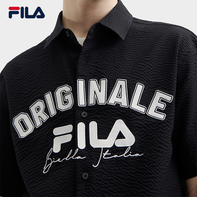 FILA CORE WHITE LINE FILA ORIGINALE Men Short Sleeves Woven Top in Black