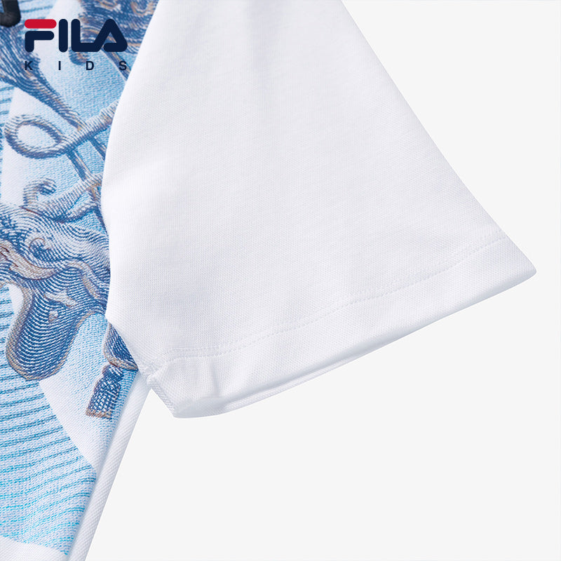 FILA KIDS WHITE LINE x RMN Boys Short Sleeve Polo in White