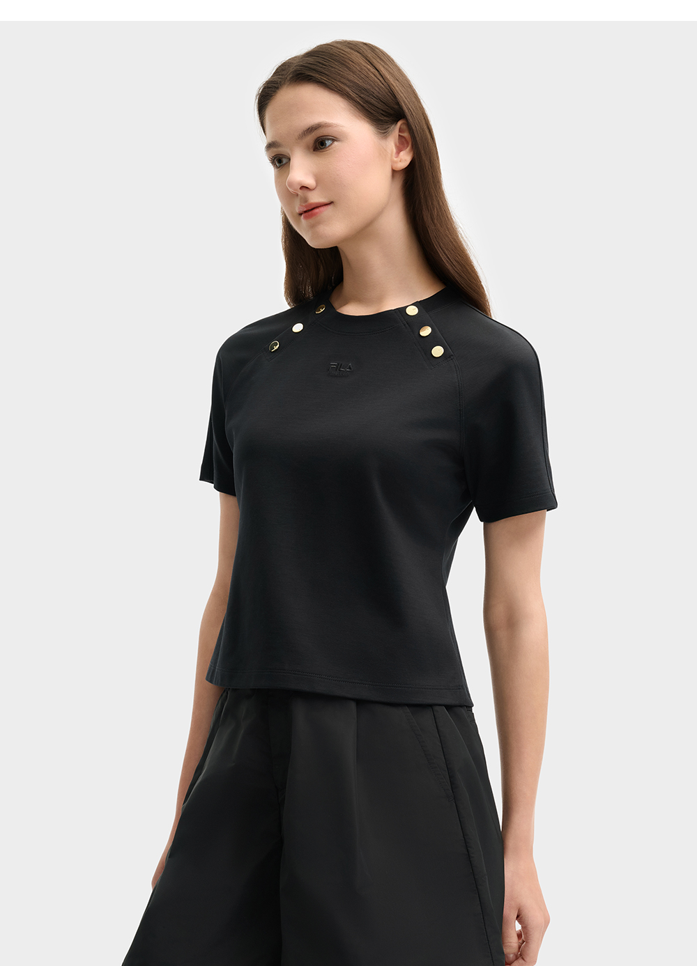FILA CORE LIFESTYLE MILANO LUXURY CAFFE / FLAT WHITE Women Short Sleeves T-Shirt (Black / White)