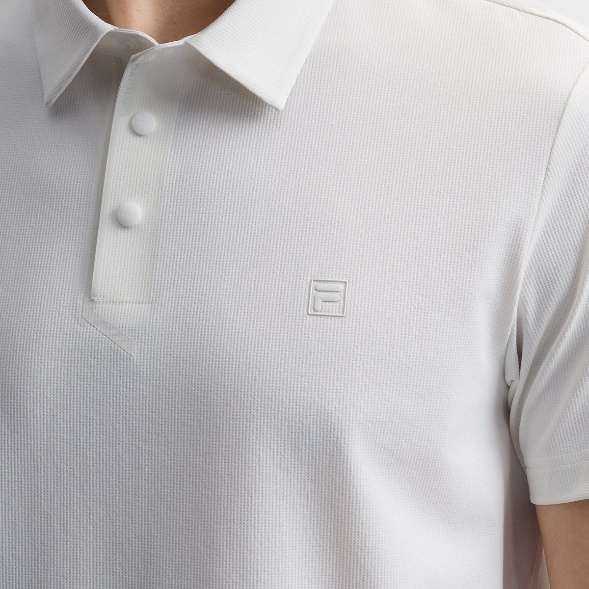 FILA MEN'S WHITE Knitted Short Sleeve Polo Shirt