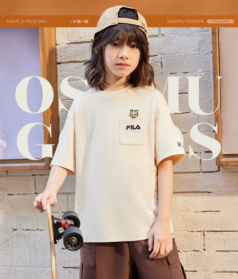 (130 - 170cm) FILA KIDS x OSAMU GOODS Unisex Short Sleeve T-Shirt