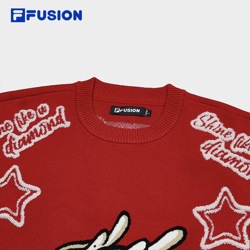 [ NANA CNY Collection ] FILA FUSION CULTURE Women's Knit Sweater in Red Chinese New Year