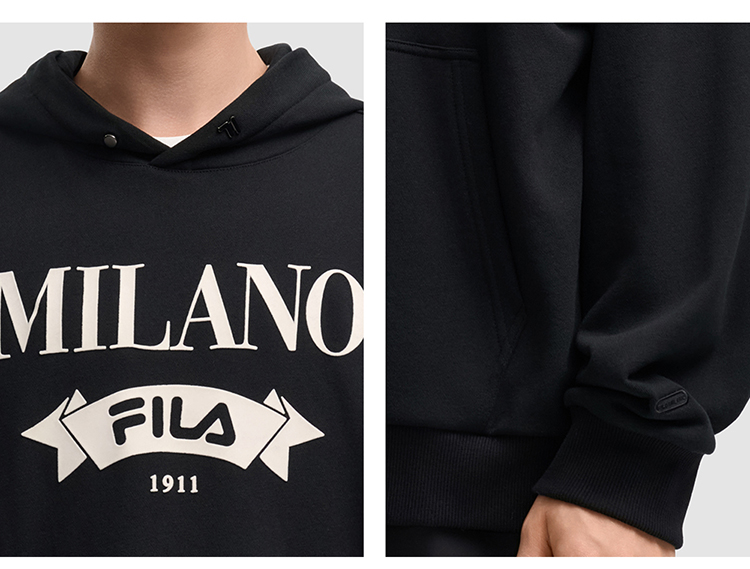 FILA CORE FILA MILANO Men Hoodie（Black/Brown)