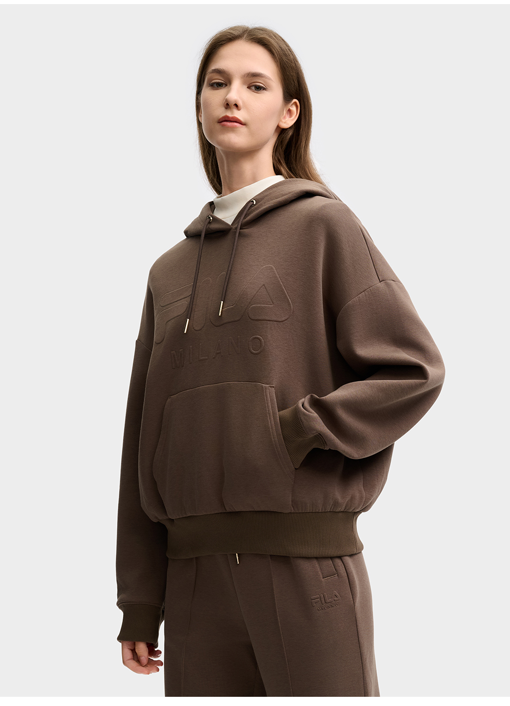 FILA CORE LIFESTYLE MILANO MILANESE SUNSET Women Hoodie (Brown / Light Khaki)
