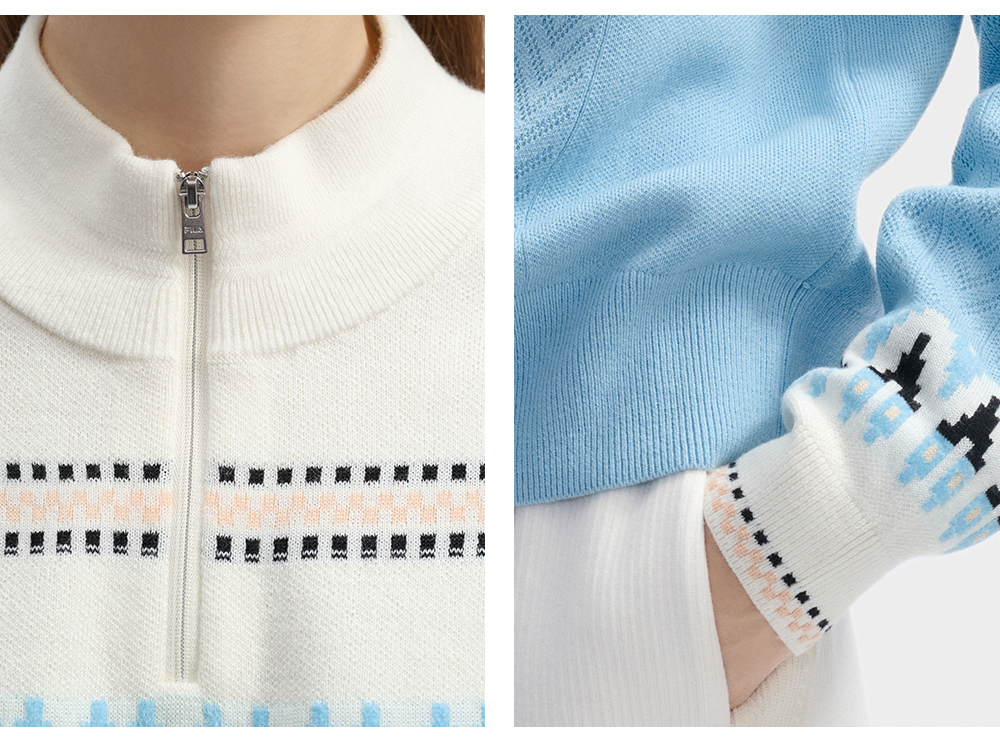 FILA CORE LIFESTYLE WHITE LINE GRENOBLE Women Knit Sweater (Full Print)