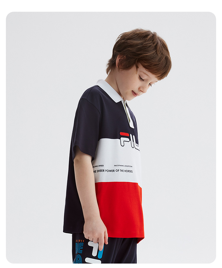 FILA KIDS FOR CHAMPIONS ORIGINALE Boy's Short Sleeve Polo in Navy
