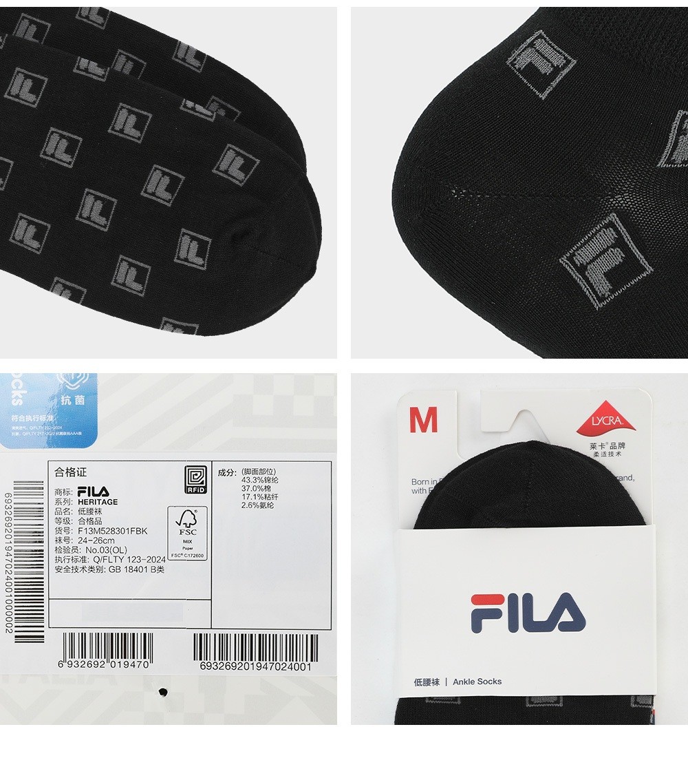 FILA CORE LIFESTYLE HERITAGE SOCKS Men Socks (Black / White)