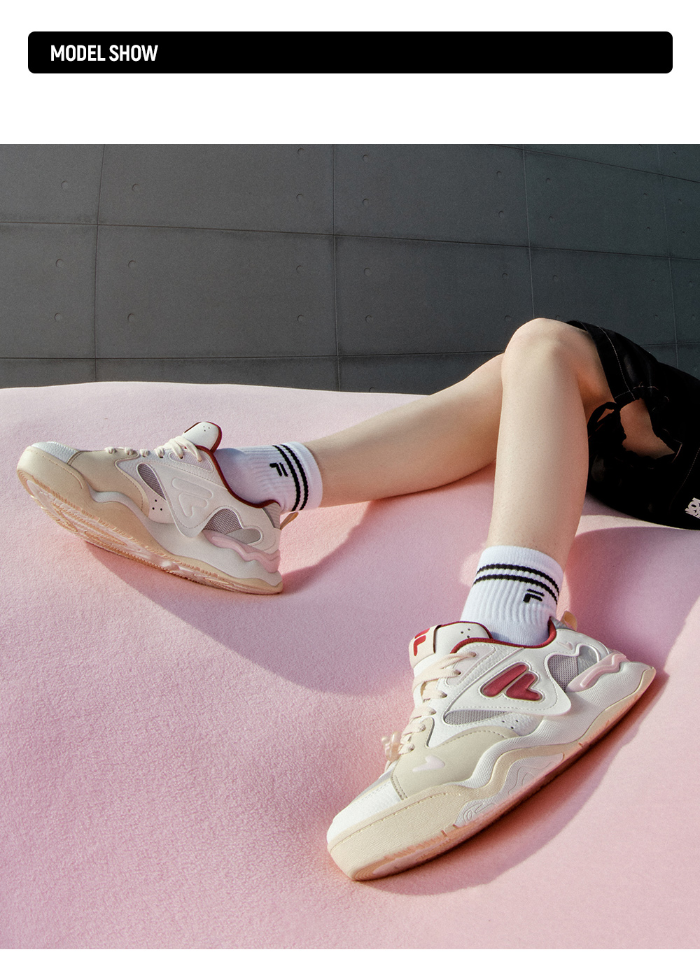 [V-Day Edition] FILA FUSION KICK II Women & Men Skate Shoes (Valentine's Couple Sneakers - Black and White )