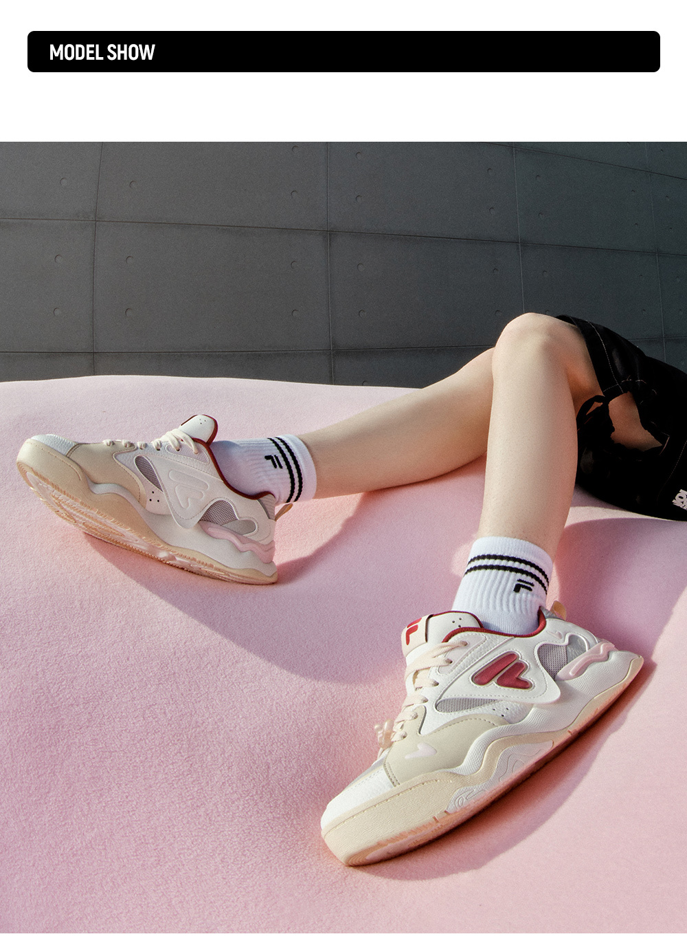 [V-Day Edition] FILA FUSION KICK II Women & Men Skate Shoes (Valentine's Couple Sneakers - Black and White )