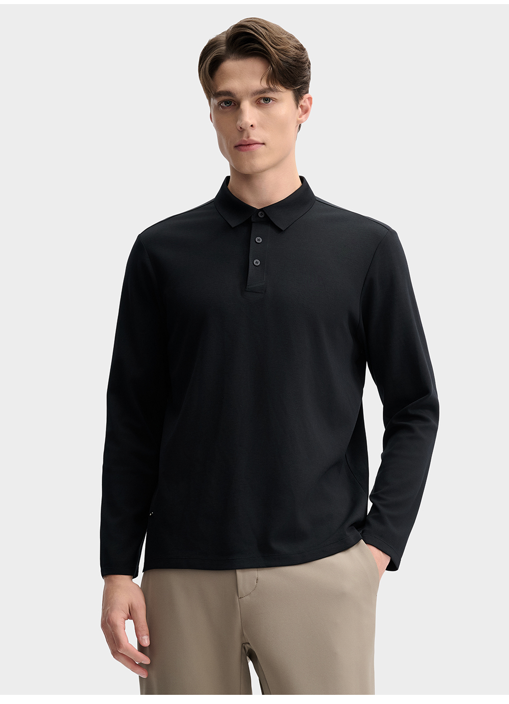FILA CORE LIFESTYLE BLUE QUADRILATERO AESTHETICS Men Long Sleeve Polo (Black / Brown)