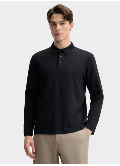 FILA CORE LIFESTYLE BLUE QUADRILATERO AESTHETICS Men Long Sleeve Polo (Black / Brown)