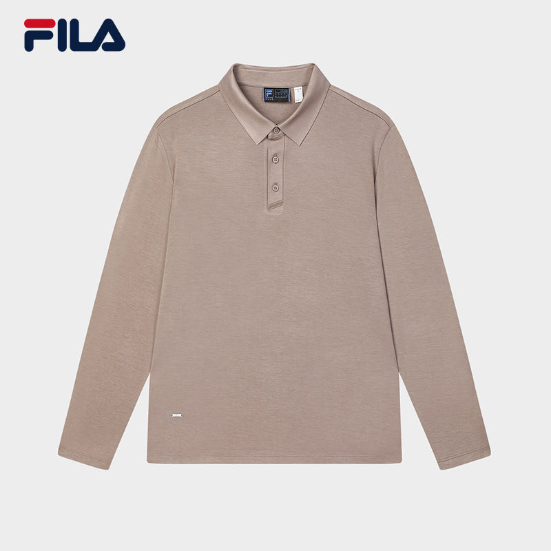 FILA CORE LIFESTYLE BLUE QUADRILATERO AESTHETICS Men Long Sleeve Polo (Black / Brown)