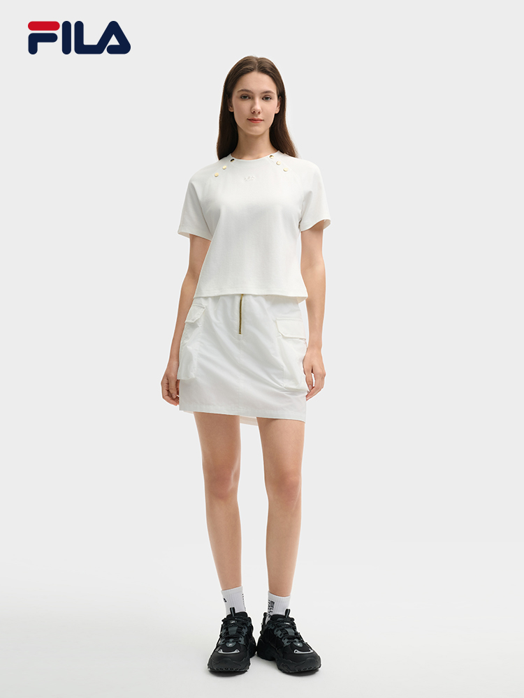 FILA CORE LIFESTYLE MILANO LUXURY CAFFE / FLAT WHITE Women Short Sleeves T-Shirt (Black / White)