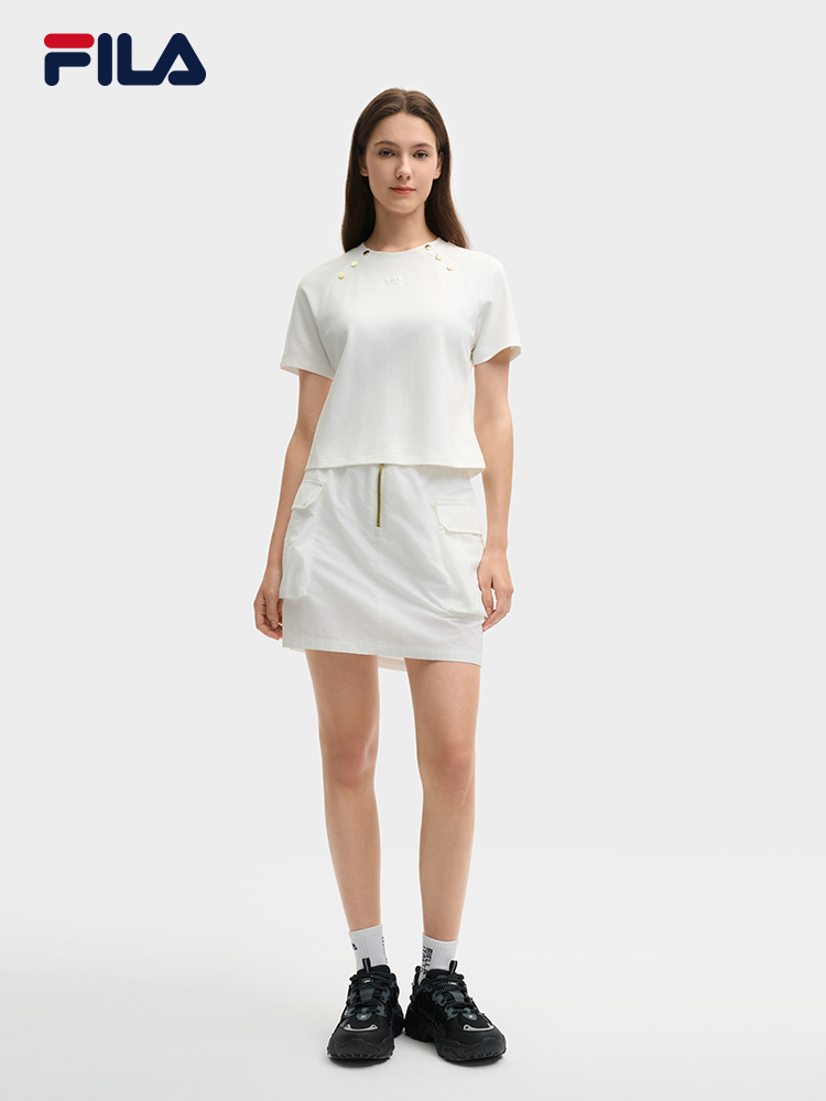 FILA CORE LIFESTYLE MILANO LUXURY CAFFE / FLAT WHITE Women Short Sleeves T-Shirt (Black / White)