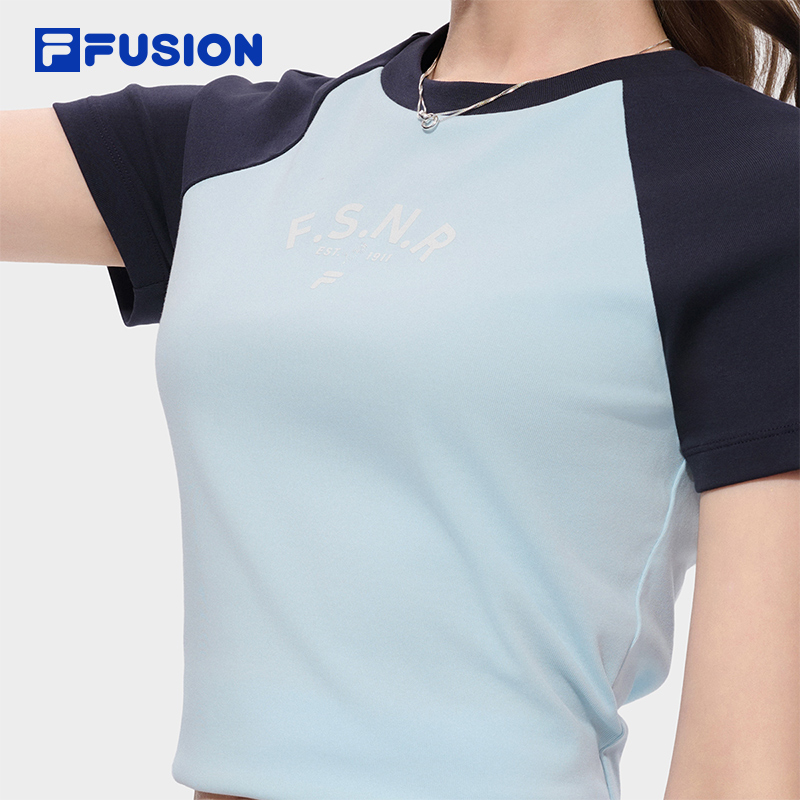 FILA FUSION INLINE Women Knitted Short Sleeve Top