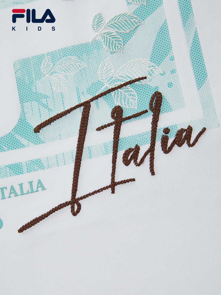 (130 - 170cm) FILA KIDS WHITE LINE Boys Short Sleeve T-Shirt in White