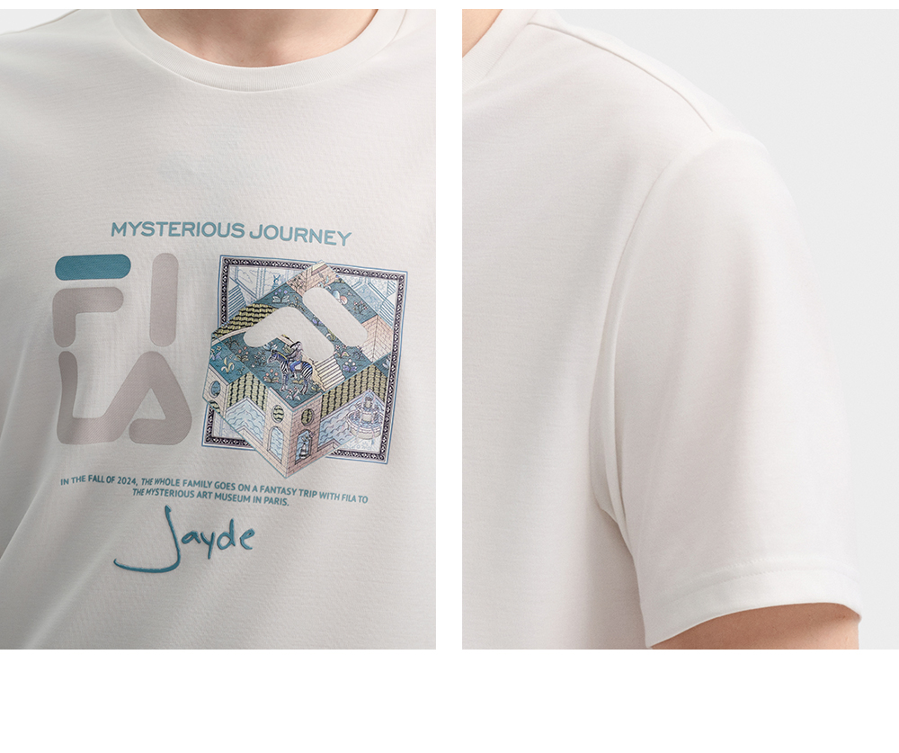 FILA CORE LIFESTYLE HERITAGE MYSTERIOUS JOURNEY Men Short Sleeve T-shirt (Black / White)
