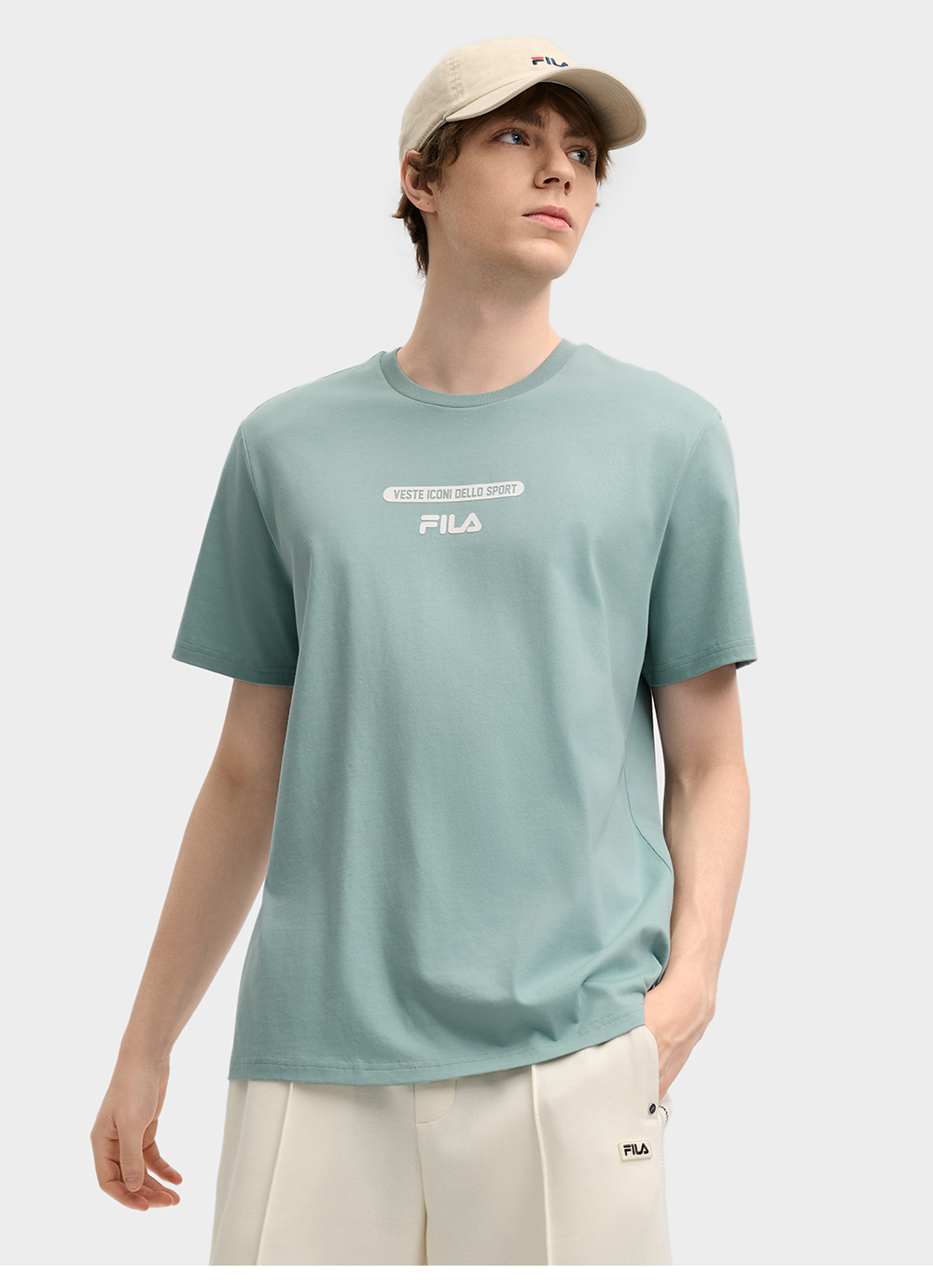 FILA CORE LIFESTYLE ORIGINALE VANGUARD EXPLORATION Men Short Sleeves T-Shirt (Black / Light Green / White)