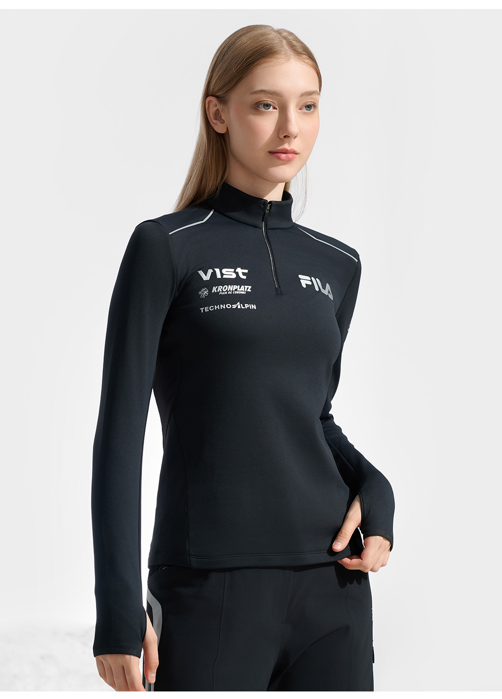FILA CORE ATHLETICS SKI FILA X JAMES JEAN Women Long Sleeve Top (Black / White)