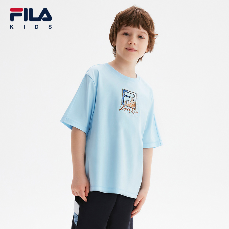 FILA KIDS WHITE LINE x RMN Boys' Printed Short Sleeve T-Shirts (Multi-Colors and Designs Available - White/Yellow/Blue)
