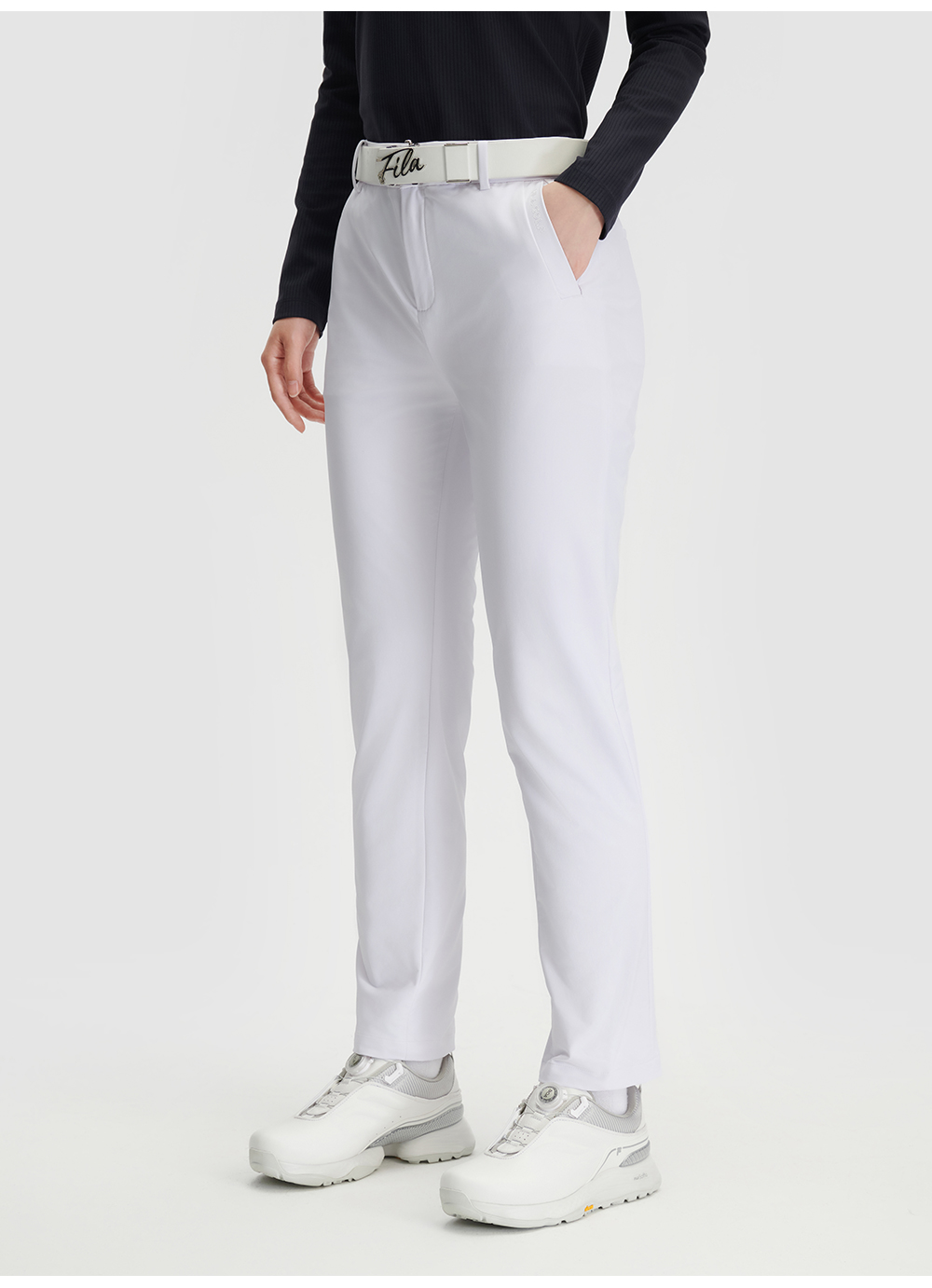 FILA CORE ATHLETICS GOLF DP WORLD TOUR MONOGRAM STRIPE Women Woven Pants (White)