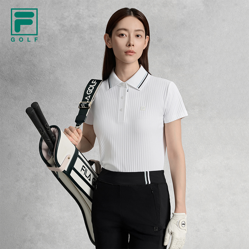 FILA CORE ATHLETICS GOLF ELITE GOLF CLUB Women Short Sleeve Polo (Black / Light Blue / White)