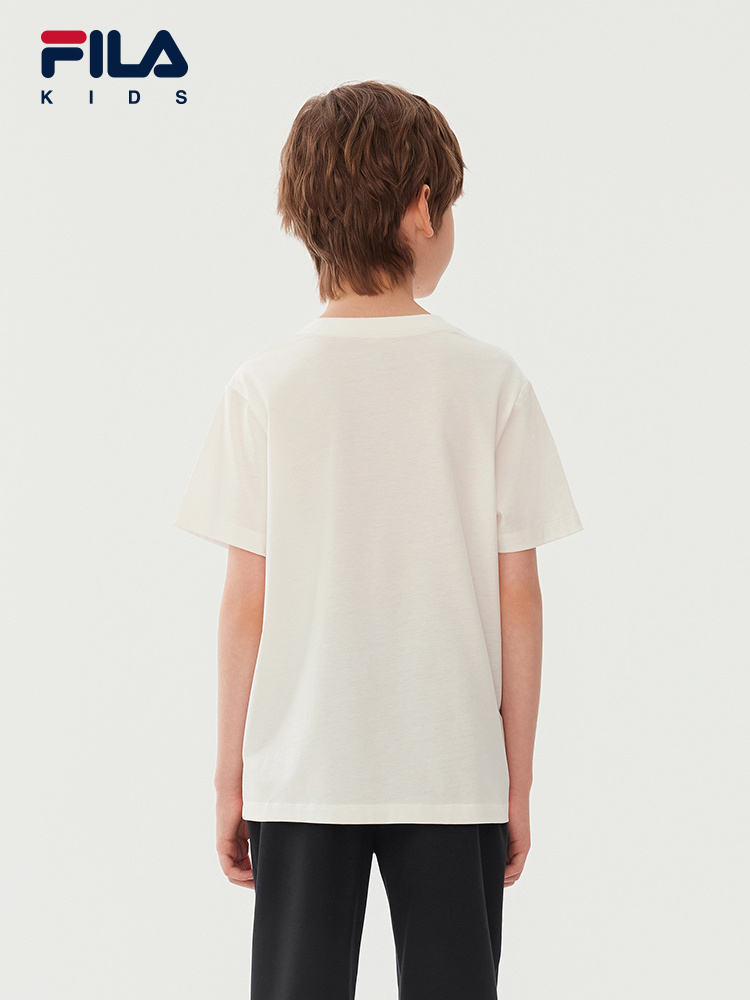 (130 -170cm) FILA KIDS ORIGINALE Boys Short Sleeve Cotton Tee T-shirt in White