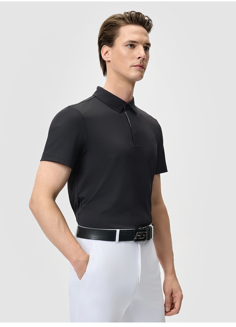 FILA CORE ATHLETICS GOLF STATELY FLORAL Men Polo T-shirt (Black / Light Khaki / White)