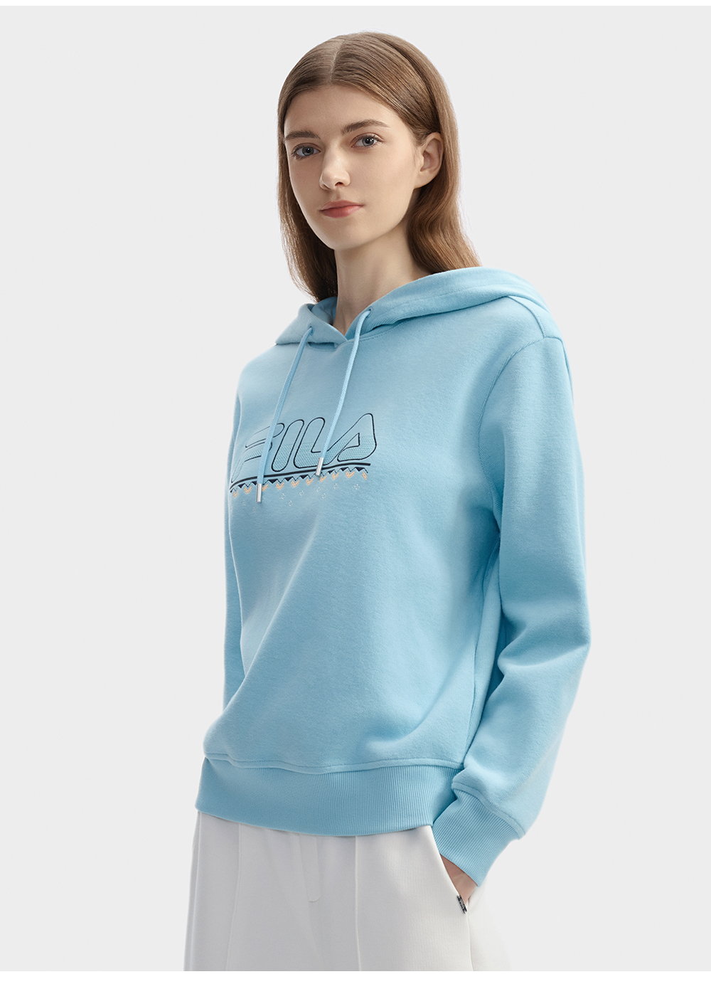 FILA CORE LIFESTYLE WHITE LINE GRENOBLE Women Hoodie (Light Blue)