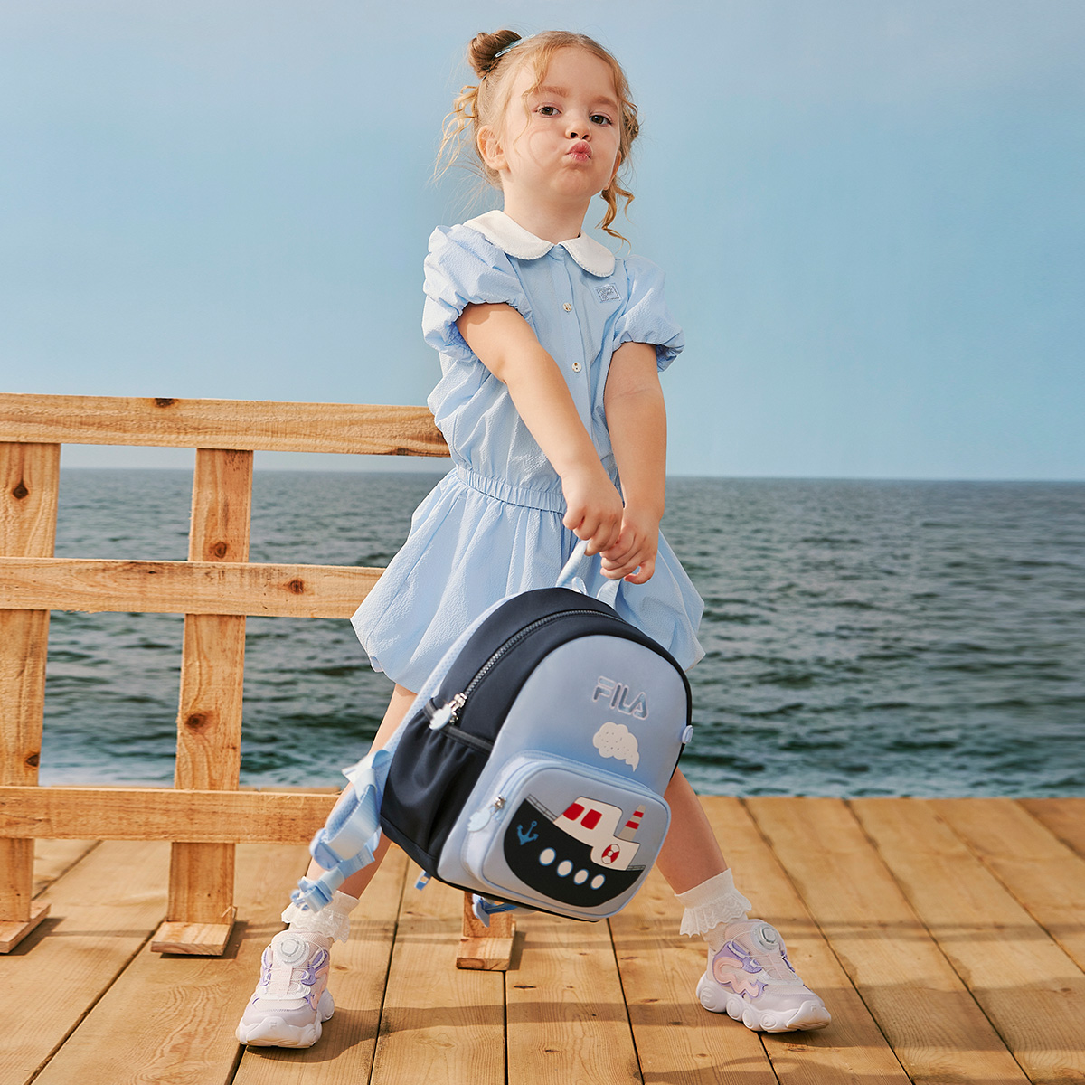 FILA KIDS WHITE LINE Girls Short Sleeves Shirt