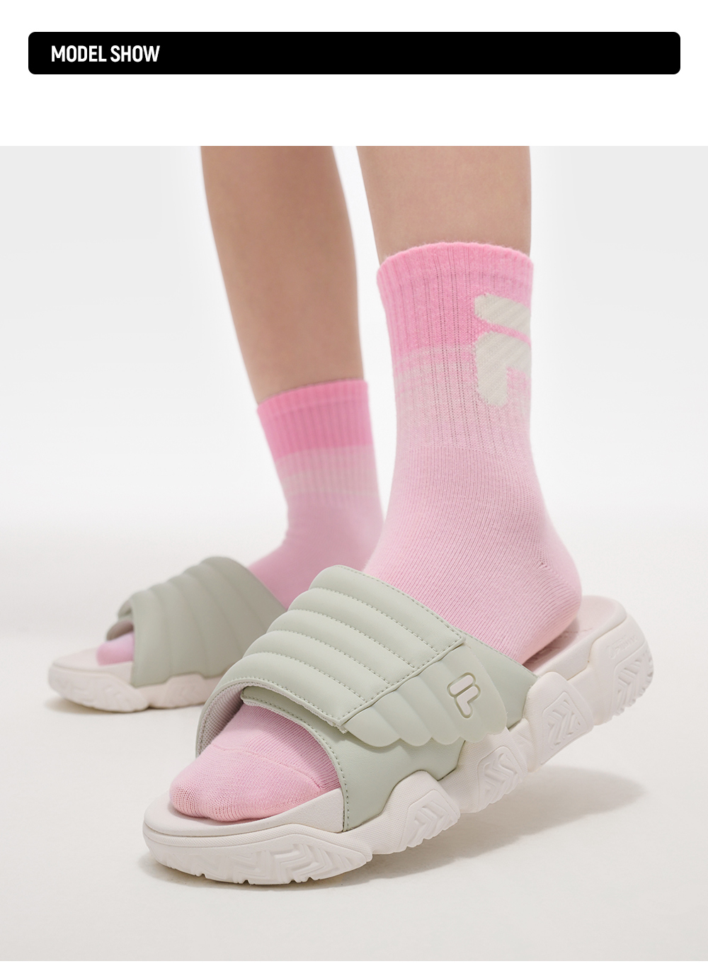 FILA FUSION BARRICADE Women Slippers (White / Icy Blue / Pink)
