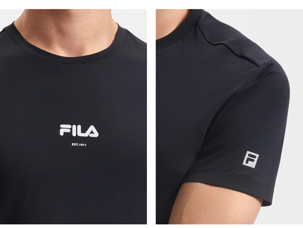 FILA CORE ATHLETICS FITNESS BLACK MEN SPACE DRIOD Men Short Sleeves T-Shirt (Black / Blue / White)
