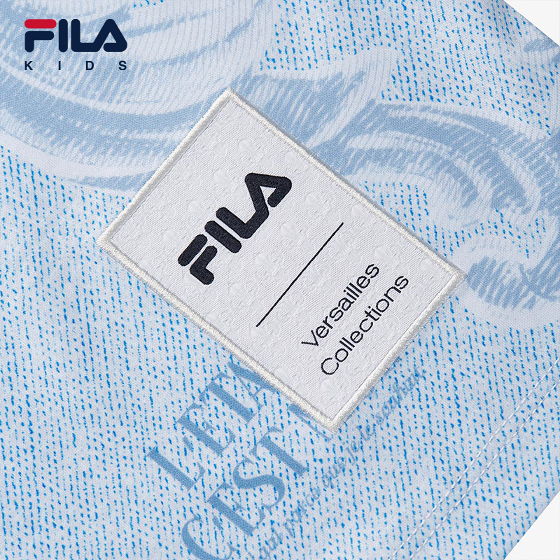 FILA KIDS WHITE LINE x RMN Boys' Short Sleeve T-shirt / Polo Tee  (Full Print in White and Blue)