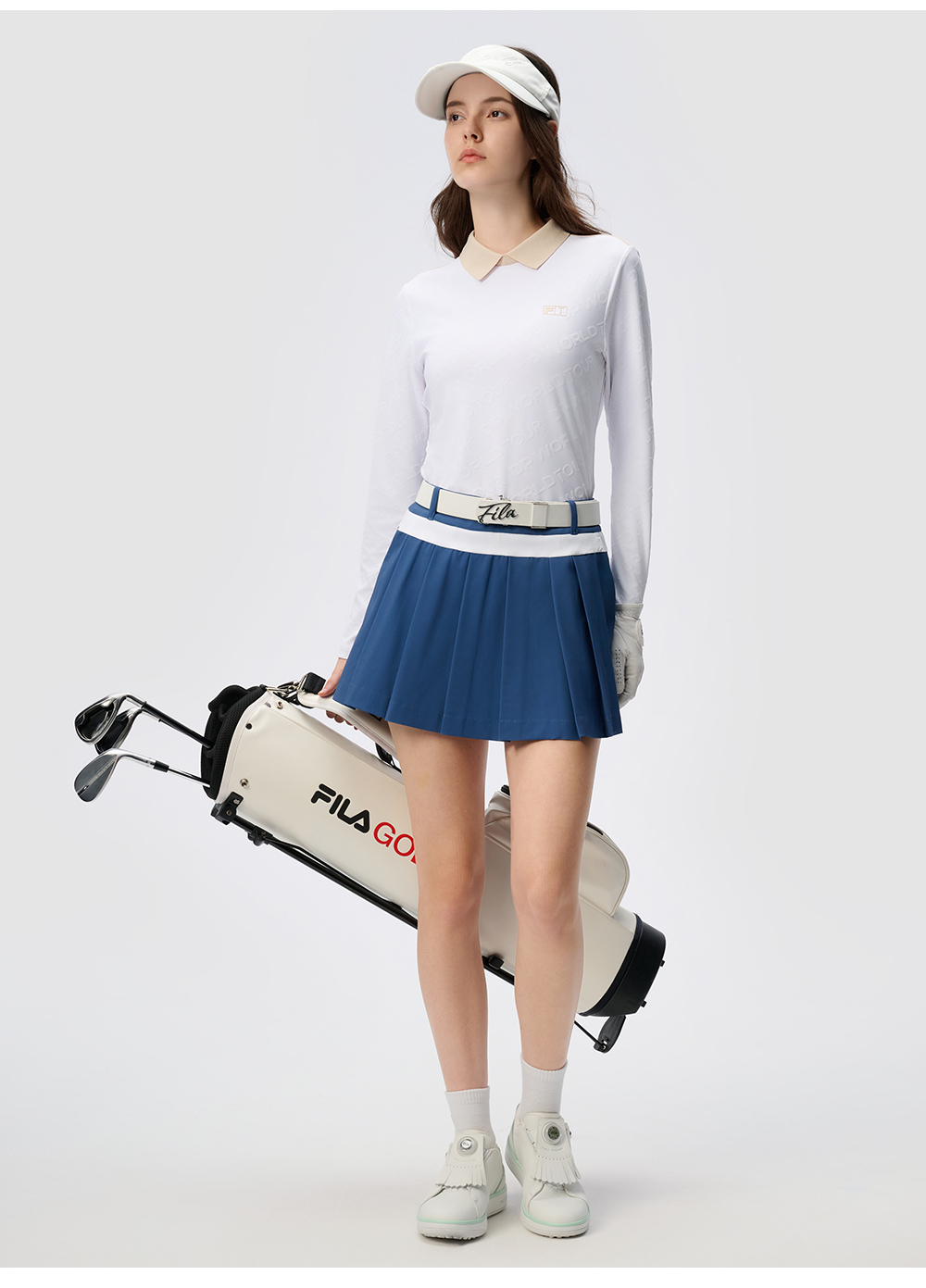 FILA CORE ATHLETICS GOLF DP WORLD TOUR MONOGRAM STRIPE Women Sweatshirt (White)