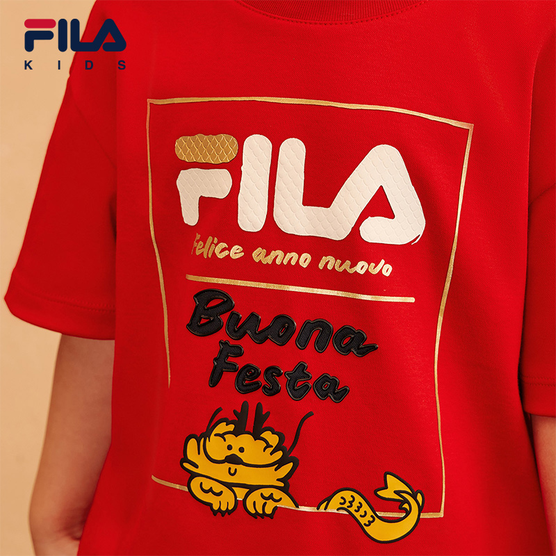 [ CNY Collection ] FILA KIDS ORIGINALE Chinese New Year Boy's Short Sleeve T-shirt in Red