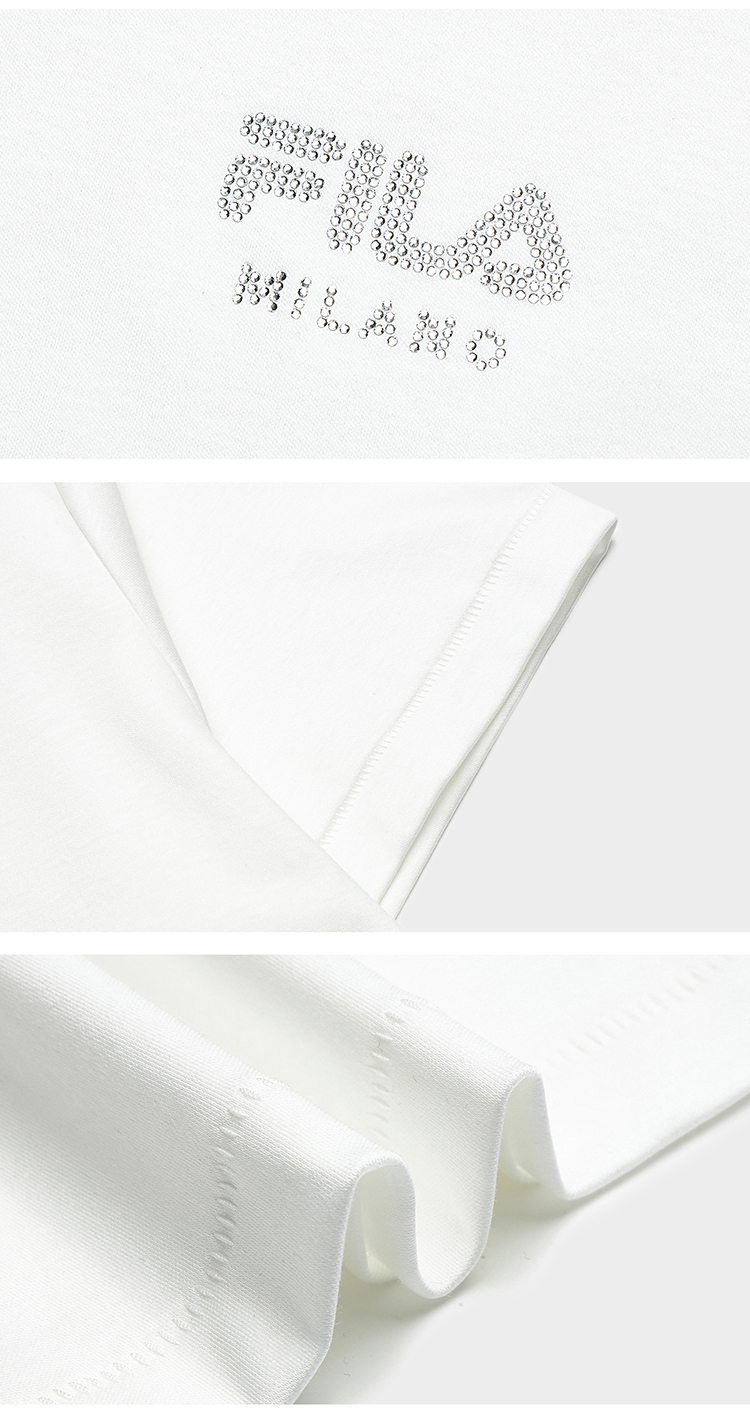 FILA CORE LIFESTYLE MILANO ENJOY A CUP OF JOE Women Short Sleeves T-Shirt (White / Yellow)
