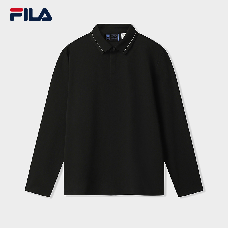 FILA CORE BLUE Men Long Sleeve Polo (Black/White)